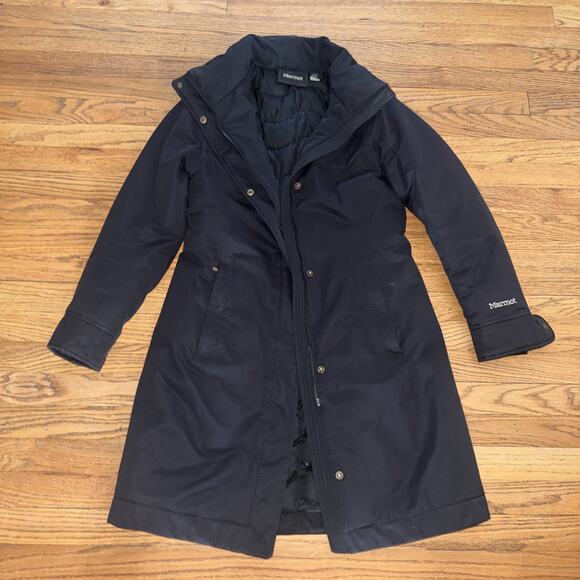 Marmot Jackets & Blazers - Marmot Woman’s Size Sm Black 700 Fill Down Jacket Long Coat Cozy Winter Warm